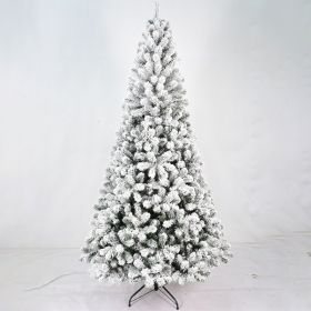 5FT Unlit Artificial Christmas Tree, Bringstar Snow Flocked Fake Christmas Tree with 407 Branch Tips, Foldable Base