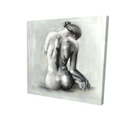 Nude woman from behind - 12x12 Print on canvas