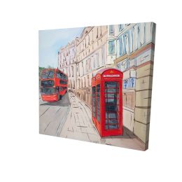 London bus and telephone booth - 12x12 Print on canvas