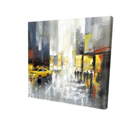Rainy busy street - 12x12 Print on canvas