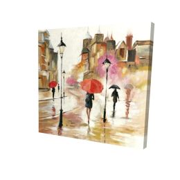 Passersby under their umbrellas - 12x12 Print on canvas