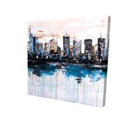 Abstract city with reflection on water - 12x12 Print on canvas