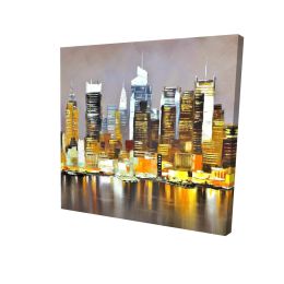 Texturized skyscrapers by night - 12x12 Print on canvas