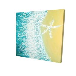 Right side seastar and a wave - 12x12 Print on canvas