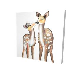 Deer with its fawn - 12x12 Print on canvas