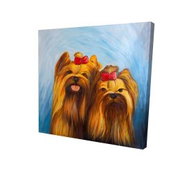 Two smiling dogs with bow tie - 12x12 Print on canvas