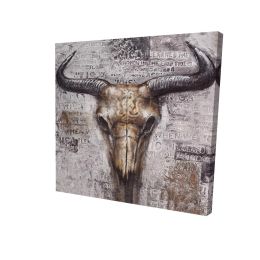 Bull skull with typography - 12x12 Print on canvas