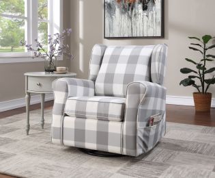 Patli Swivel Chair w/Glider ; Gray Fabric LV00922