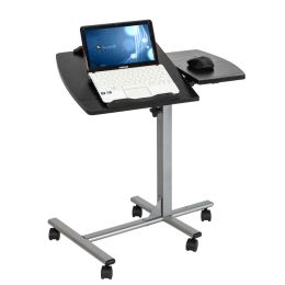 Five-Wheel Home Use Multifunctional Lifting Removable Computer Desk Black & Silver XH