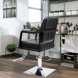 Barber Chair Hydraulic Salon Chair for Hair Cutting, Styling Facial Waxing and Tattoo, Black XH