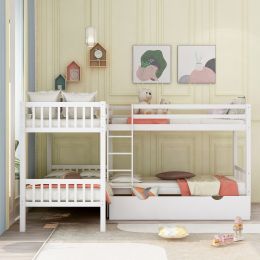 Twin L-Shaped Bunk bed with Drawers-Gray(OLD SKU :LP000038AAK)