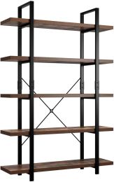 5 Shelves; Freestanding Storage Shelving Unit for Home Office Living Room; Rustic Brown
