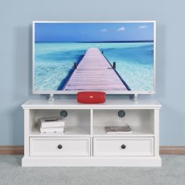 Living Room Wooden White TV Cabinet with 2 Drawers