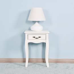 White Living Room Floor-standing Storage Table with a Drawer;  4 Curved Legs