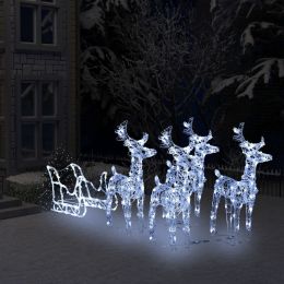 Reindeers & Sleigh Christmas Decoration 110.2"x11"x21.7" Acrylic
