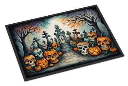 NEW Calaveras Sugar Skulls Spooky Halloween Doormat Front Door Mat Indoor Outdoor Rugs for Entryway, Non Slip Washable Low Pile, 18H X 27W