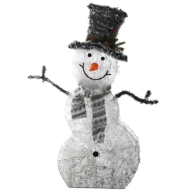 LED Christmas Snowman Decoration Light Collapsible Battery Operated (Color: White)