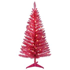 4 Ft Red Artificial Christmas Tree With 50 Lights And 112 Branch Tips Mini Holiday Party Xmas Tree (Option: 4ft)