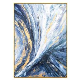 Light Blue Luxury Wall Art Abstract Canvas Oil Painting Style Picture On Canvas Modern Style Poster For Living Room Bedroom No Frame (size: 70x140cm)