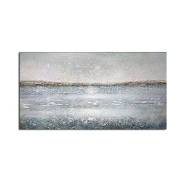 The Modern Sea View Blue Wall Art Canvas Hand Painted Sunny Abstract Painting Wall Picture for Home Office Decorations No Frame (size: 75x150cm)