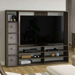 TV Entertainment Center;  up to 55";  Black;  Brown (Color: BROWN)