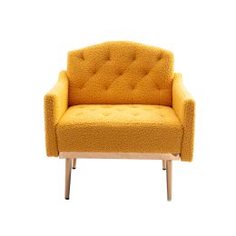 Accent Chair ,leisure single sofa with Rose Golden feet (Color: Mustard Teddy)
