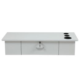 Classic Wall-Mounted Styling Station with Drawer and Tool Holes, Vanity Table, Dressing Table, Equipment for Barber Beauty Spa Salon Shops, Black XH (Color: White)