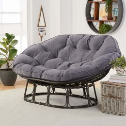 Simple and elegant chair with soft 4.5" thick tufted seat cushion (Color: Charcoal Gray)