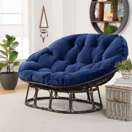 Simple and elegant chair with soft 4.5" thick tufted seat cushion (Color: Navy Blue)