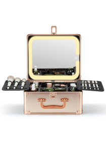 Makeup Box With A Detachable Lighted Mirror (Option: RoseGold)