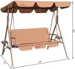 Outdoor 2-Seat Swing with Teapoy Weather Resistant Canopy Powder Coated Steel Frame Patio Swinging Hammock with  Stand and Removable Cushion