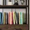 5 tier iron bookcase with 2 drawers; industrial tall bookshelf with 7 open storage shelves; freestanding display shelf with metal frame