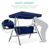 2-Person Outdoor Large Convertible Canopy Swing Glider Lounge Chair with Removable Cushions