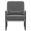 Single Iron Frame Chair Soft Cover Honeycomb Leather Armrest Frame Indoor Leisure Chair